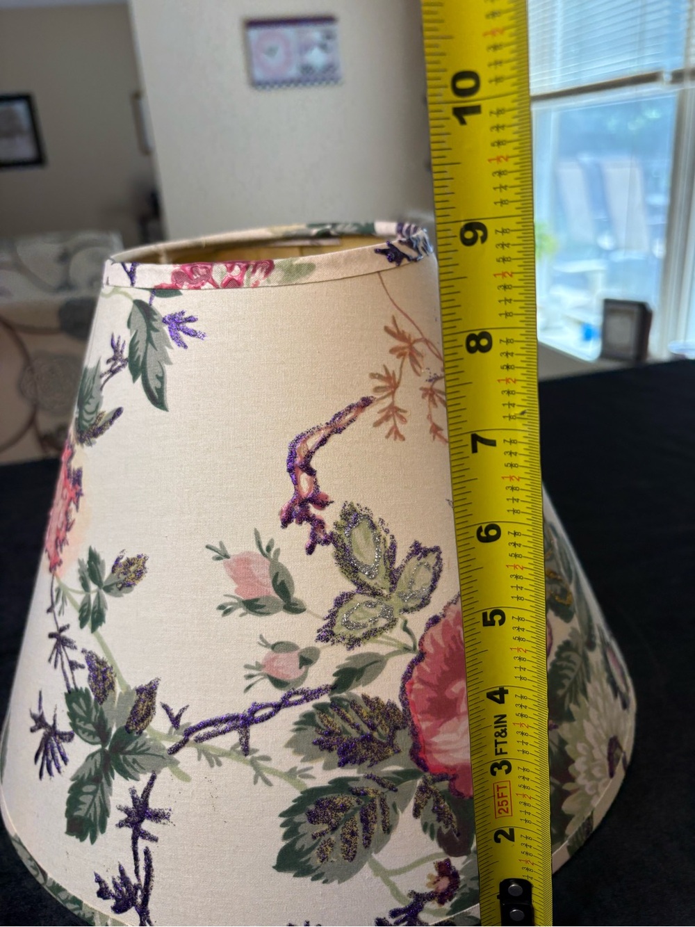 Handmade Floral Lampshade With White Fabric Base And Pink Rose Patterns - Picture 7 of 9